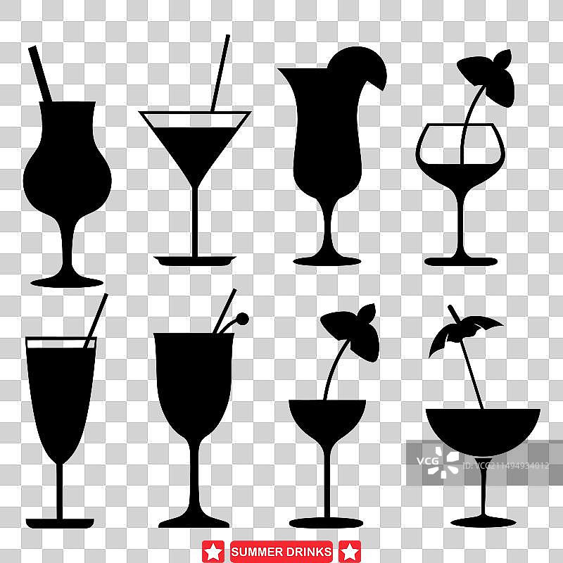 夏日剪影套装图片素材