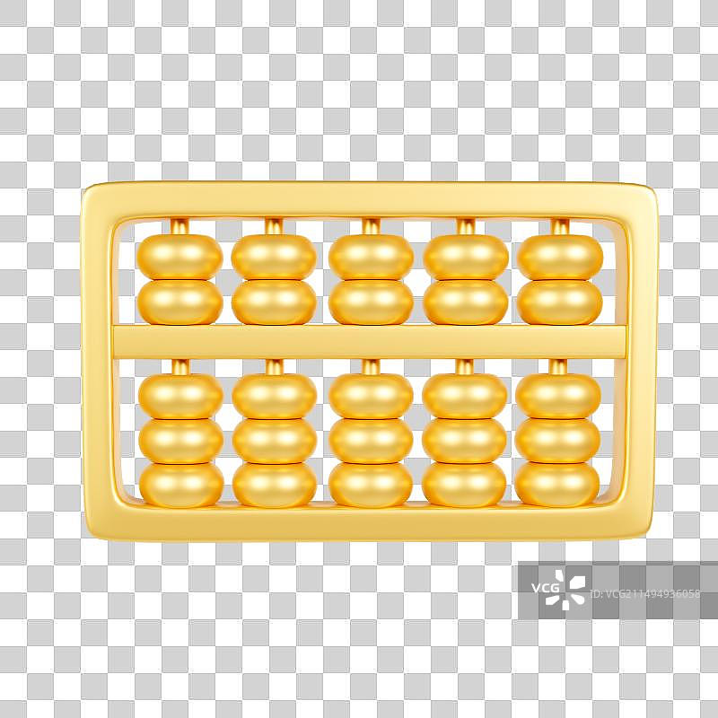3D立体金色算盘金融学习用品元素图片素材