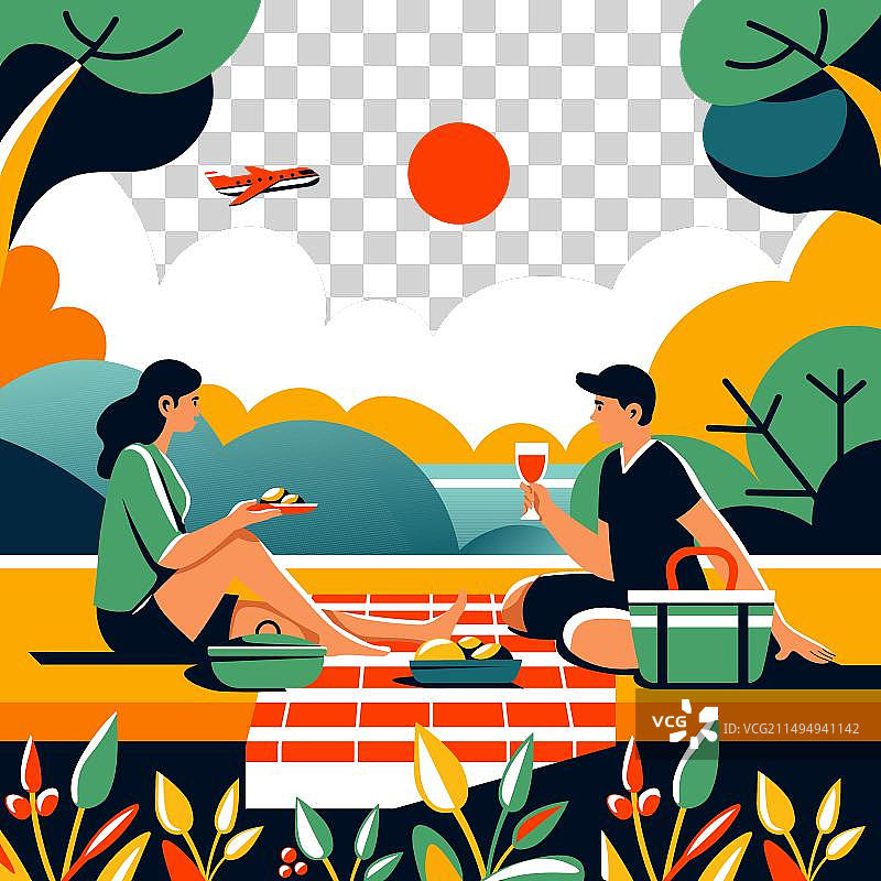 浪漫日落野餐图片素材