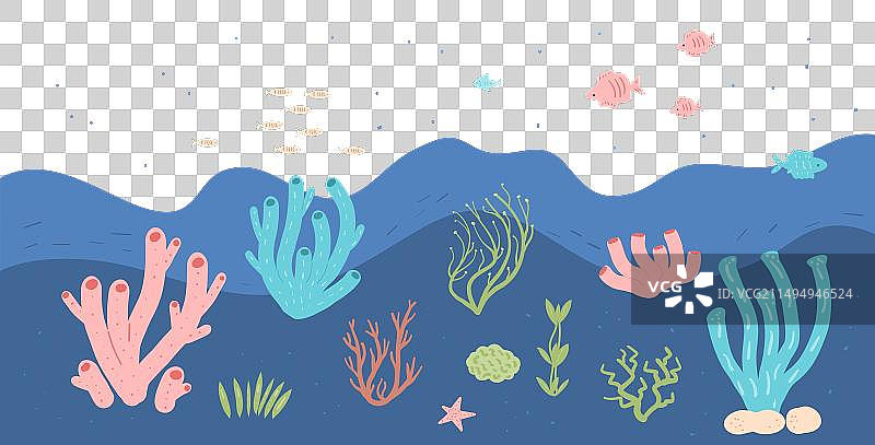 鱼类背景下的珊瑚礁和海藻图片素材