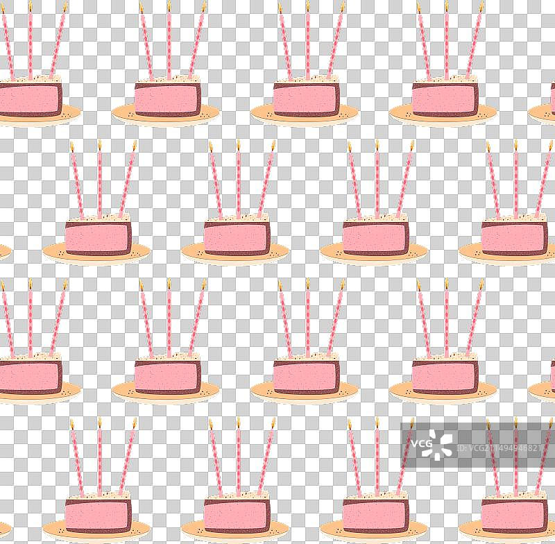 生日蛋糕无缝图案，庆祝甜点图片素材
