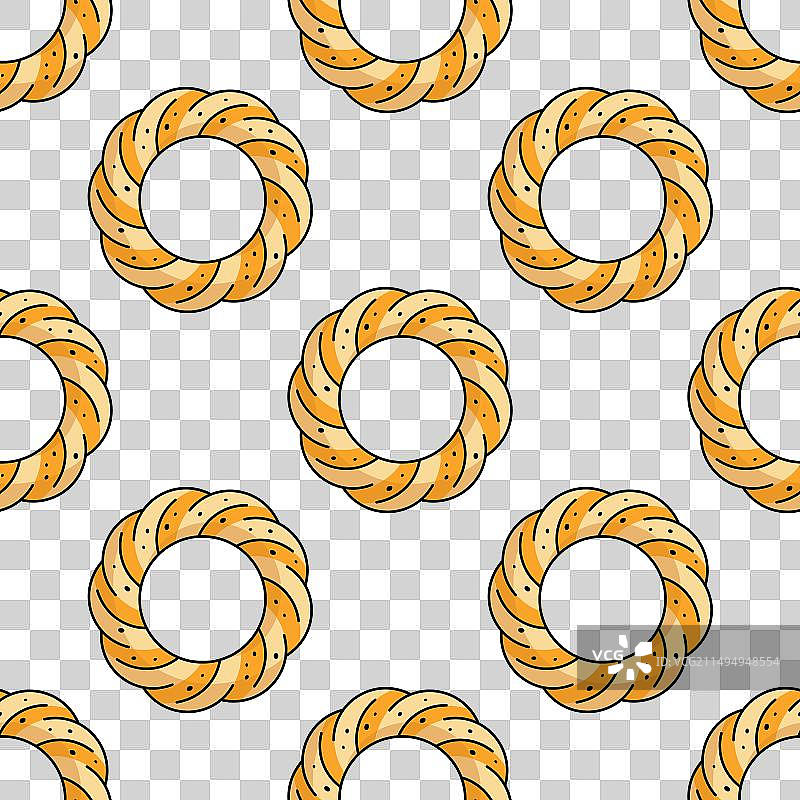 土耳其芝麻面包圈无缝图案属性图片素材