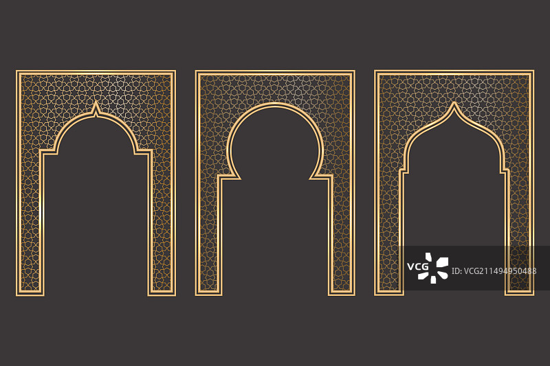 带装饰的斋月伊斯兰拱形框架图片素材