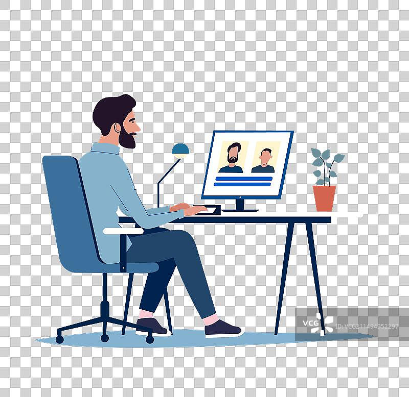 在家远程在线工作会议图片素材