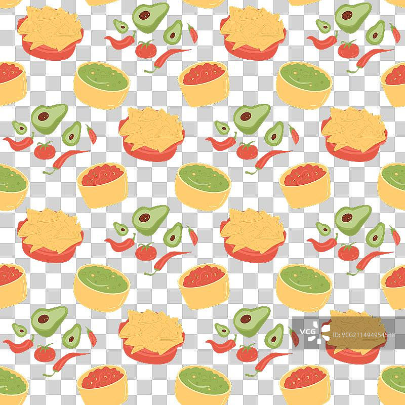 墨西哥玉米片无缝图案与酱汁图片素材