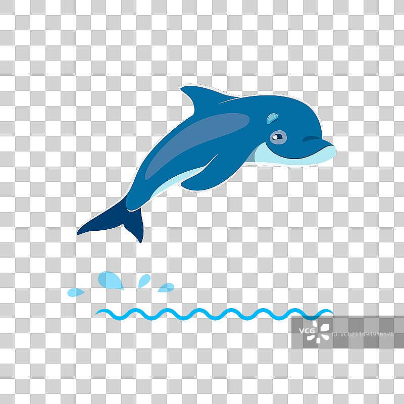 卡通海豚在海中欢快跳跃图片素材