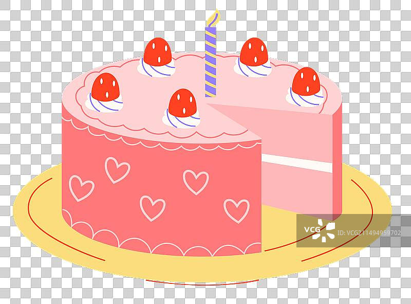 粉色的奶油水果蛋糕元素图片素材