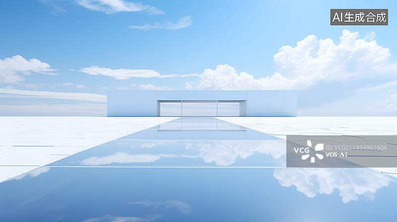 【AI数字艺术】现代城市建筑空间与玻璃广场平台图片素材