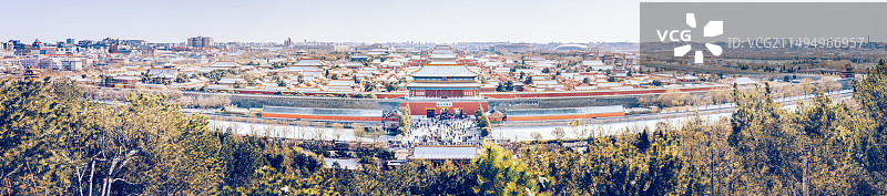 北京中轴线景山故宫全景图片素材