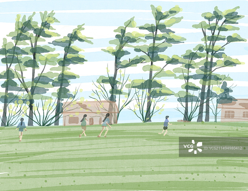 绿色草坪的公园图片素材