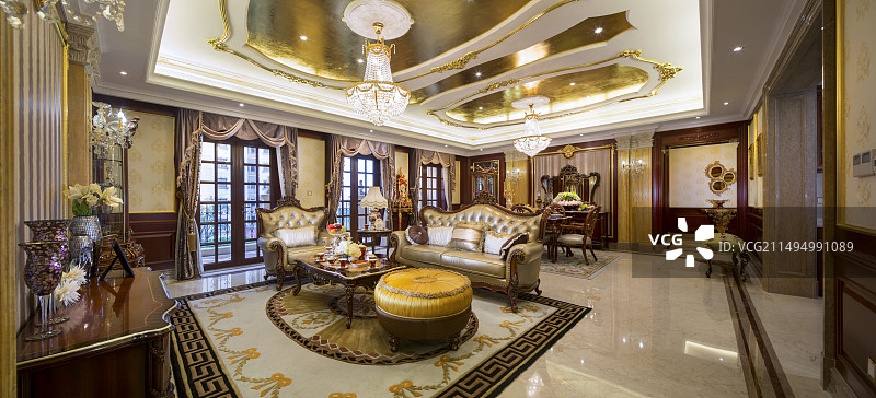 现代豪宅样板房客厅图片素材