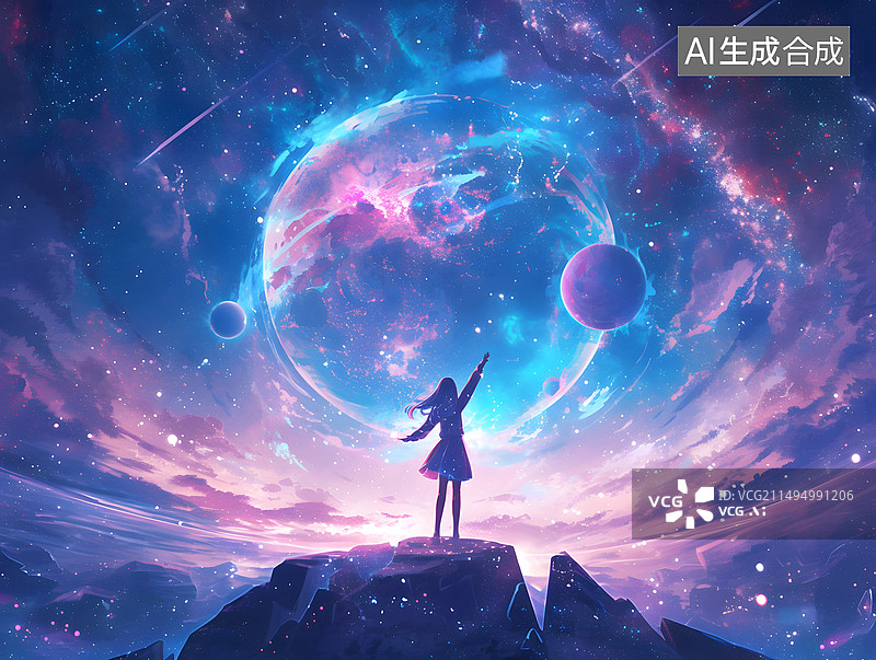 【AI数字艺术】唯美的星空插画图片素材