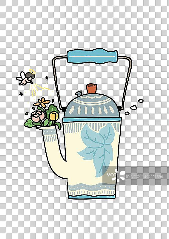 创意花卉水壶图片素材