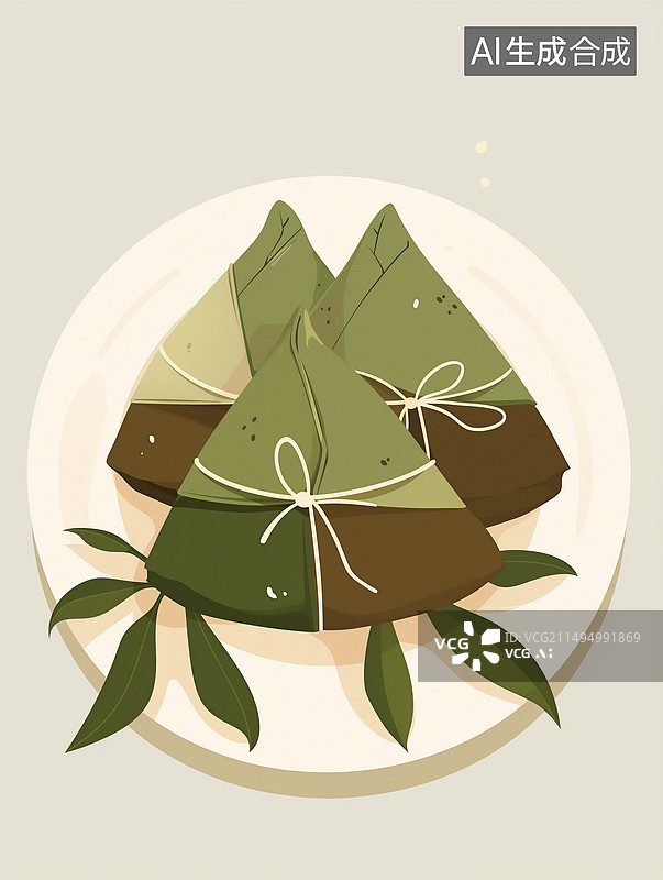 【AI数字艺术】插画风格，端午节粽子图片素材