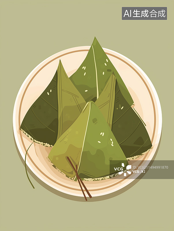 【AI数字艺术】插画风格，端午节粽子图片素材