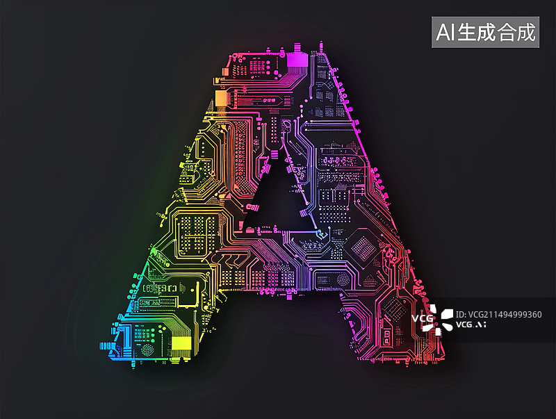 【AI数字艺术】人工智能概念电路板ai字母字体设计图标元素图片素材