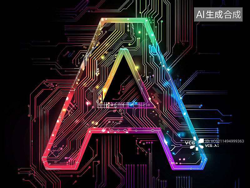 【AI数字艺术】人工智能概念电路板ai字母字体设计图标元素图片素材