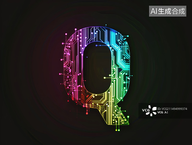 【AI数字艺术】人工智能概念电路板ai字母字体设计图标元素图片素材