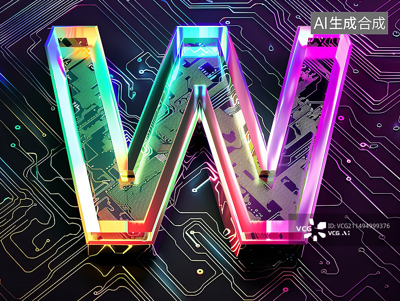 【AI数字艺术】人工智能概念电路板ai字母字体设计图标元素图片素材