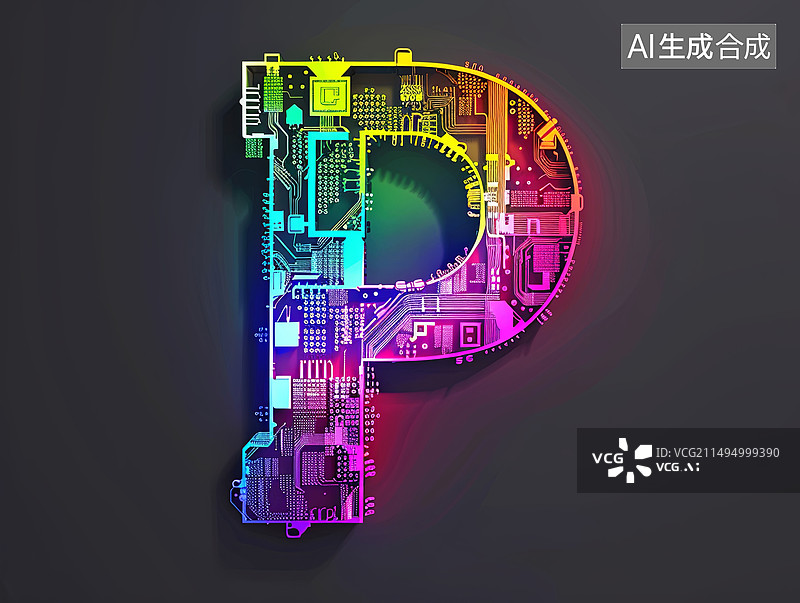【AI数字艺术】人工智能概念电路板ai字母字体设计图标元素图片素材