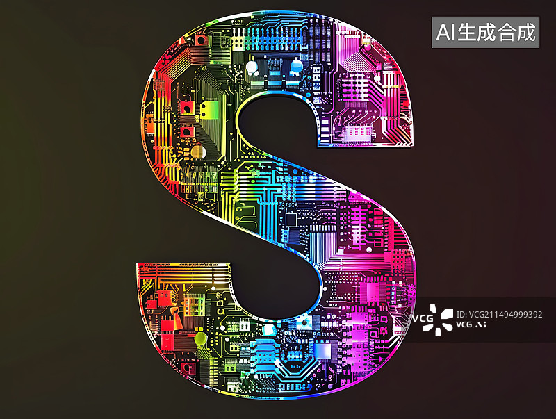 【AI数字艺术】人工智能概念电路板ai字母字体设计图标元素图片素材