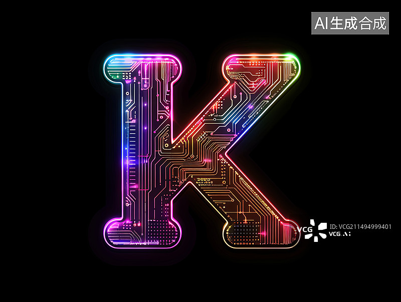 【AI数字艺术】人工智能概念电路板ai字母字体设计图标元素图片素材