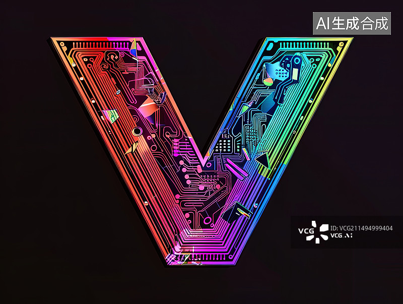 【AI数字艺术】人工智能概念电路板ai字母字体设计图标元素图片素材