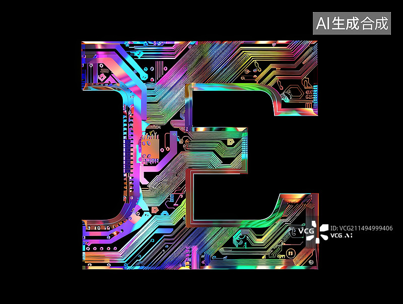 【AI数字艺术】人工智能概念电路板ai字母字体设计图标元素图片素材