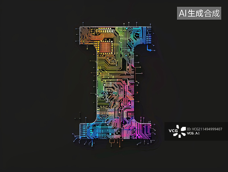 【AI数字艺术】人工智能概念电路板ai字母字体设计图标元素图片素材