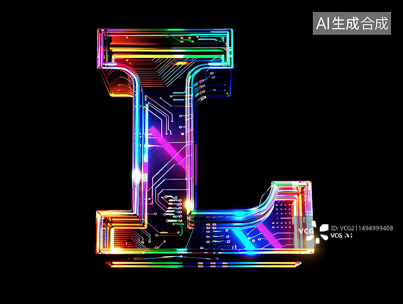 【AI数字艺术】人工智能概念电路板ai字母字体设计图标元素图片素材