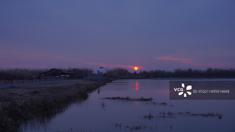 崇明东滩湿地公园日出图片素材