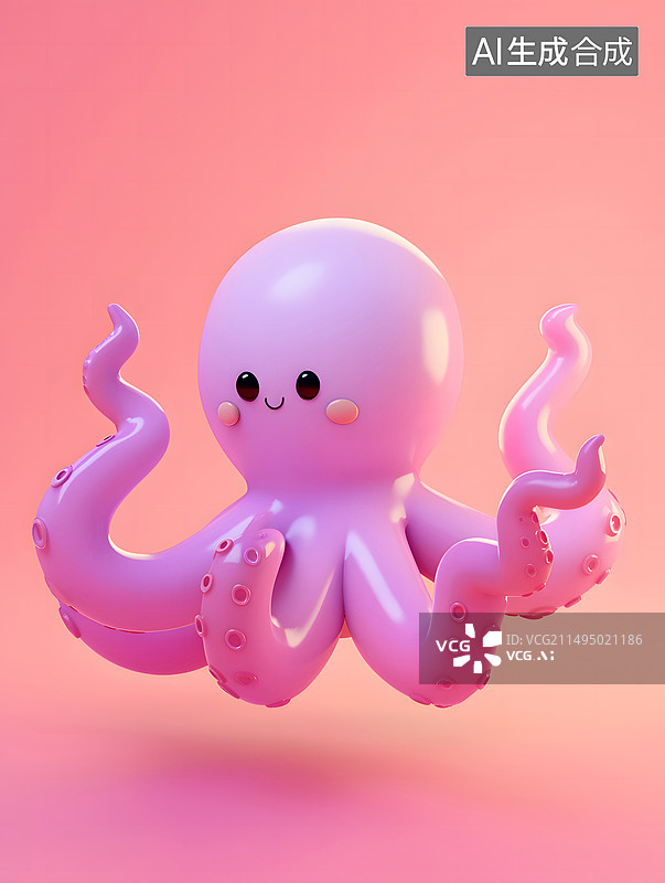 【AI数字艺术】可爱的卡通3D小章鱼图片素材