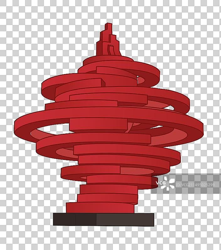 国风青岛印象城市地标建筑五四广场矢量插画元素图片素材