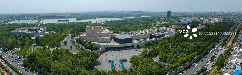 中国山东省淄博市临淄区齐文化博物馆航拍图片素材