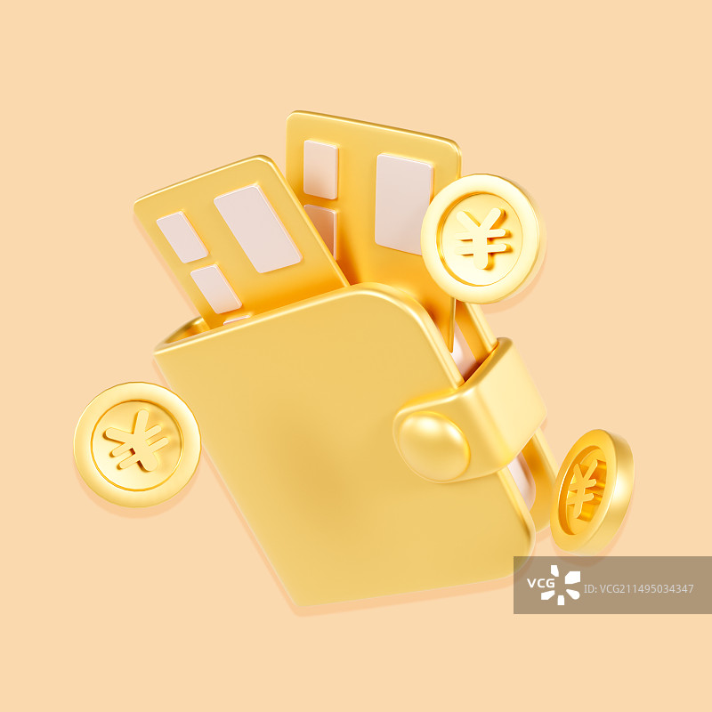 3D立体钱包银行卡金币付款金融元素插画图片素材