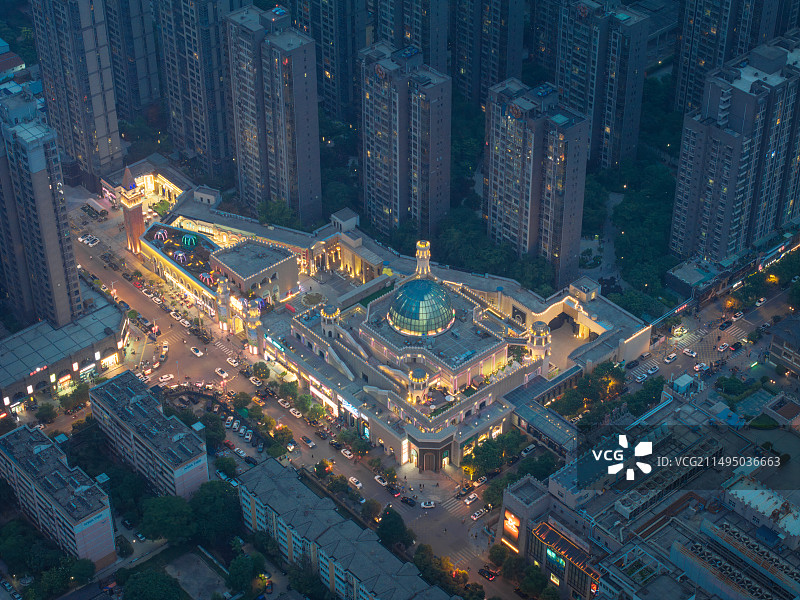 航拍西安丝路风情街图片素材