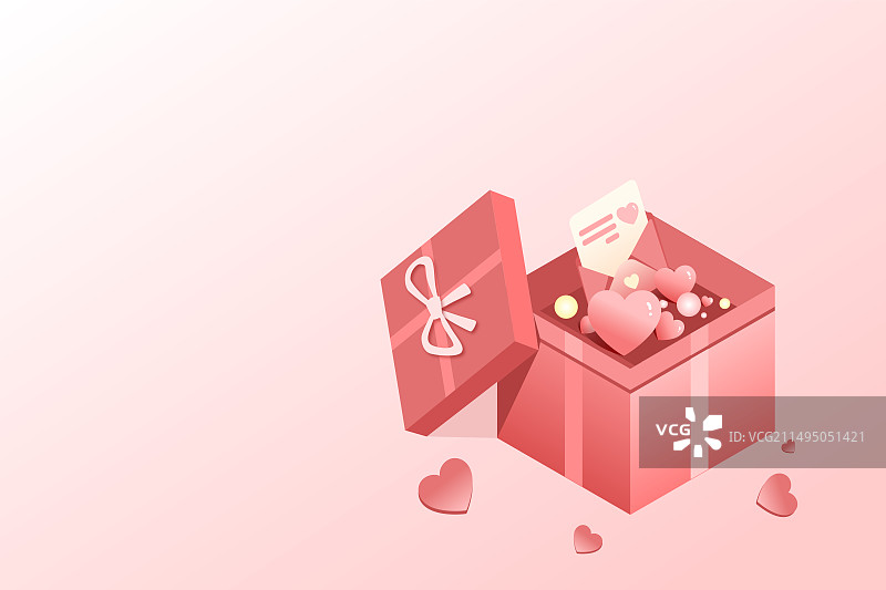 情人节粉红色礼物礼盒爱心信封图片素材