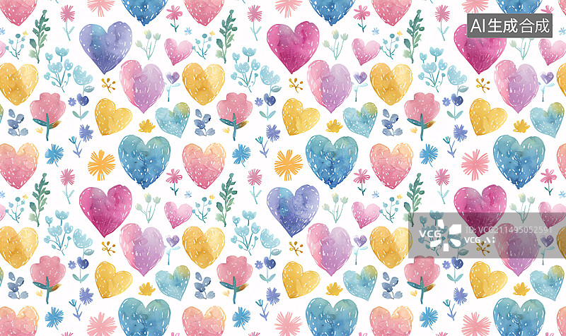 【AI数字艺术】水彩爱心插画背景图片素材