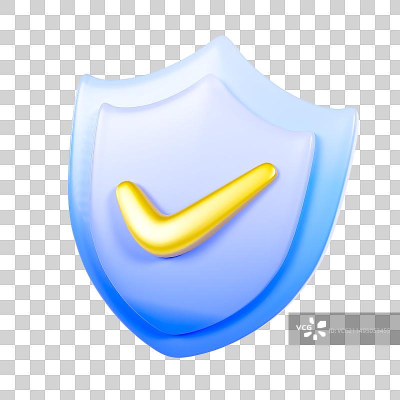 3D立体渐变蓝色玻璃风盾牌金融理财保险元素图片素材