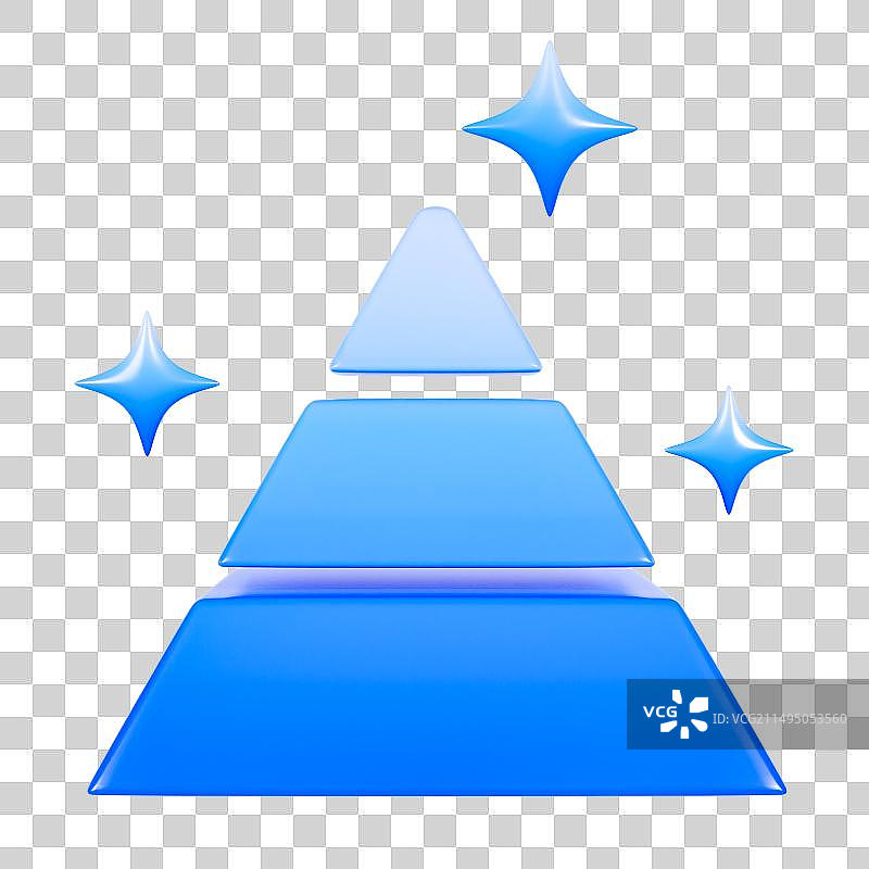 3D立体渐变蓝色玻璃风金字塔黄金金融理财银行元素图片素材
