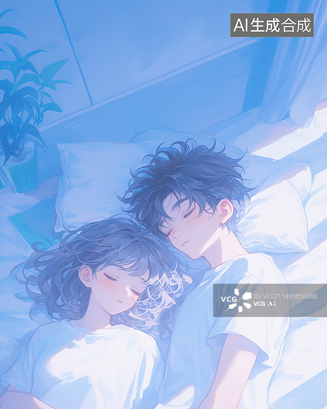 【AI数字艺术】现代情侣插画图片素材