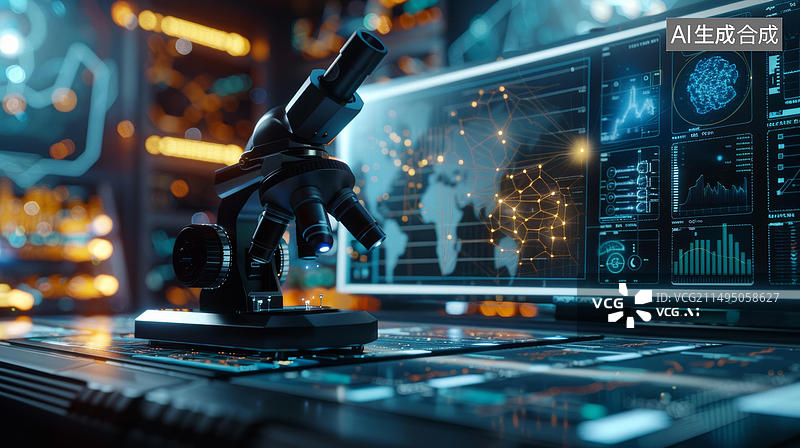 【AI数字艺术】实验室里的显微镜图片素材