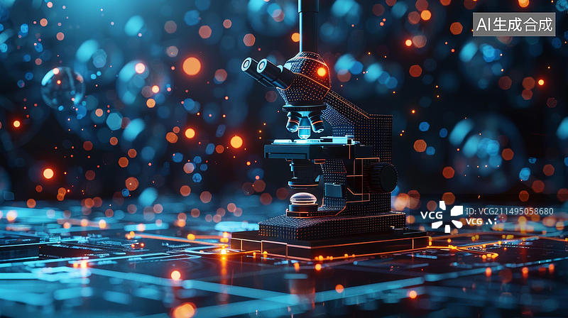 【AI数字艺术】电路板的显微镜图像图片素材