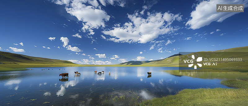 【AI数字艺术】、湿地、水鸟、野花和风光图片素材