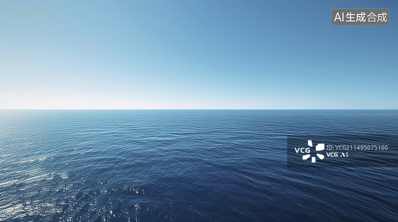【AI数字艺术】干净明亮的海边风光天际线反射倒影背景图图片素材