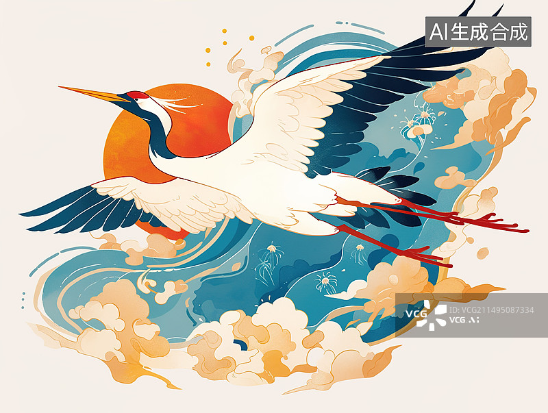 【AI数字艺术】仙鹤图片素材