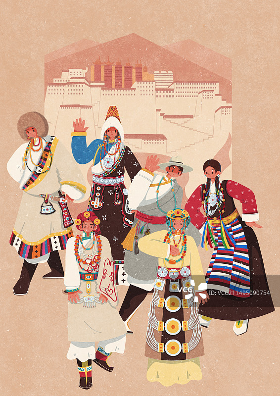 藏族不同地区传统民族服饰男女图片素材