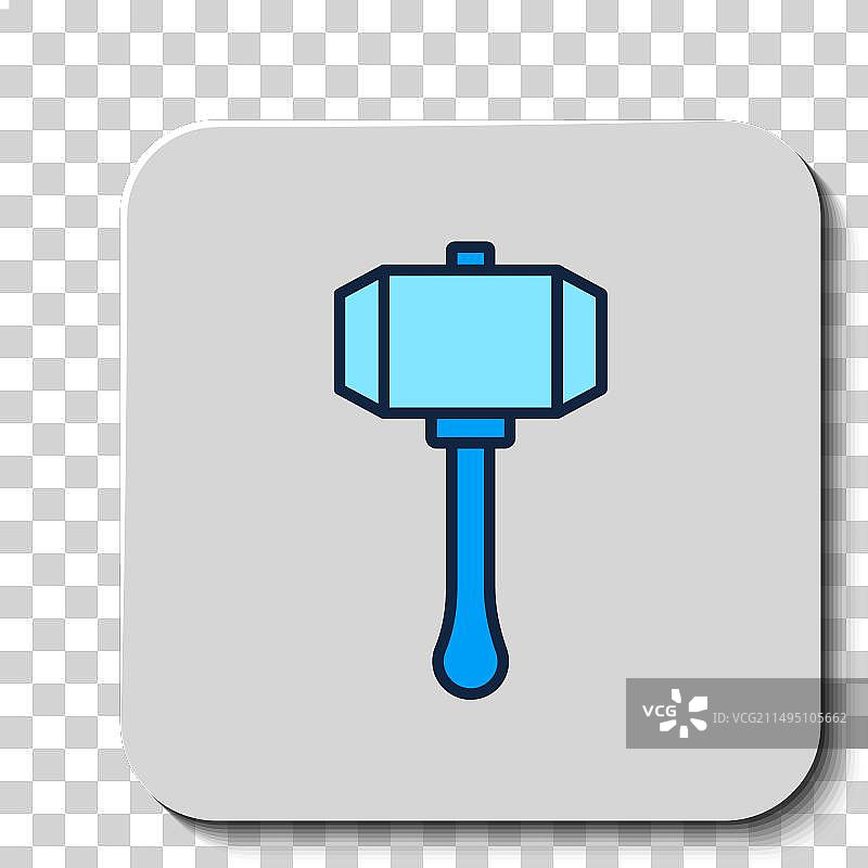 蓝色背景上的锤子图标图片素材