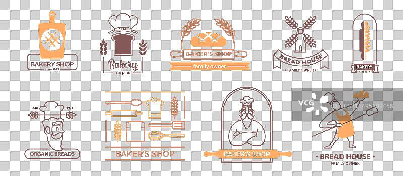 面包店有机面包产品标志图片素材