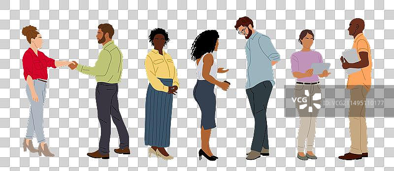 站在白色背景上的不同商务团队成员图片素材